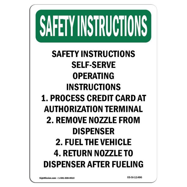 Signmission OSHA INSTRUCTIONS, 18" Height, Rigid Plastic, 18" x 12", Portrait, Self-Serve Operating Instructions OS-SI-P-1218-V-11486